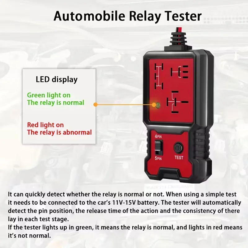 12V Automotive Relay Tester – 4-Pin & 5-Pin with Battery Clamp Peaceful Pleasures Health and Wellness