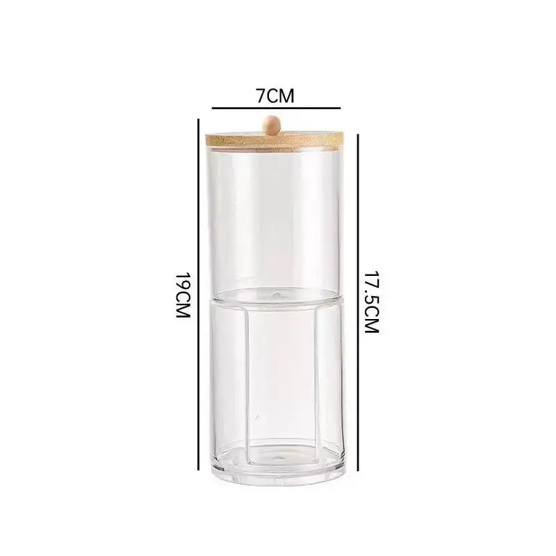 Round Acrylic Cotton Swab Box With Lid Dustproof Makeup Cotton Storage Toothpick Organizer Box Peaceful Pleasures Health and Wellness A12