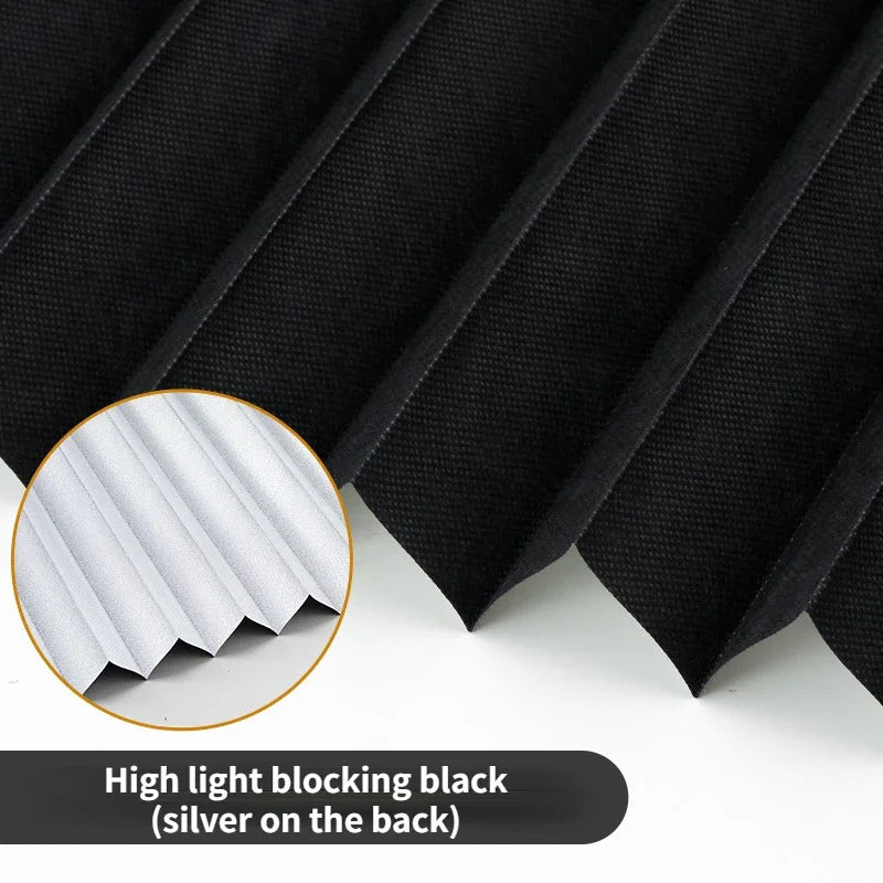 5 Size Self-adhesive Pleated Blinds Bathroom Balcony Shades Half Blackout Windows Curtains for Bedroom Living Room Balcony Peaceful Pleasures Health and Wellness High blackout Black 60cm X 150cm