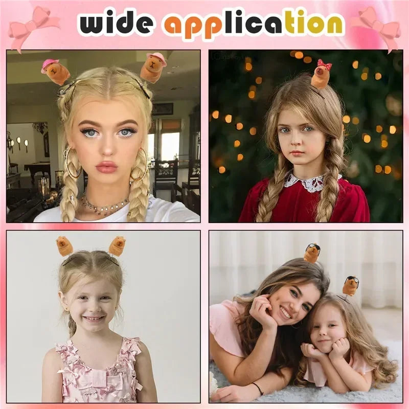 Kawaii 3D Capybara Bow Hair Clips – Duckbill Bangs Clips