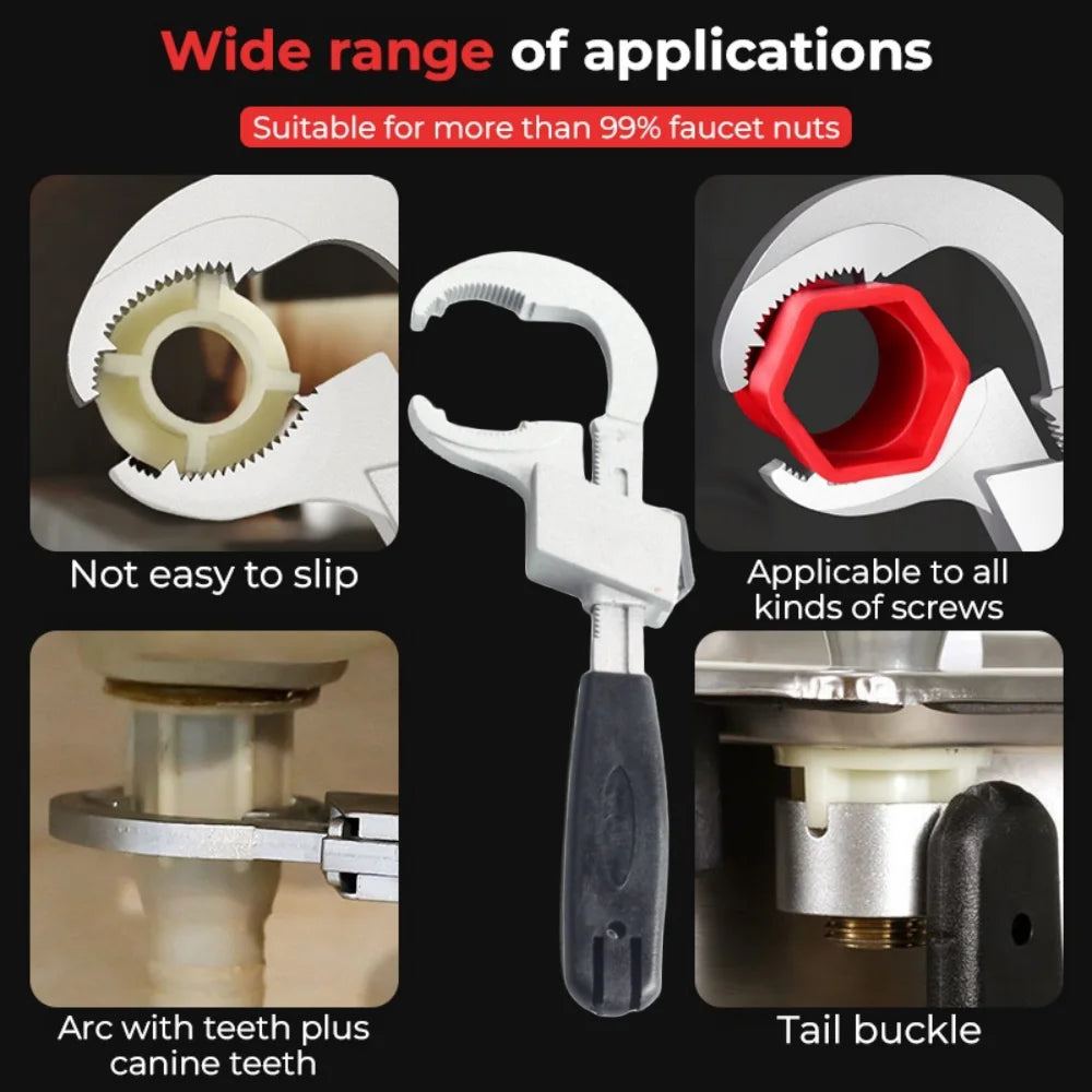 Adjustable Double-End Bathroom Wrench | Aluminium Alloy Spanner Peaceful Pleasures Health and Wellness