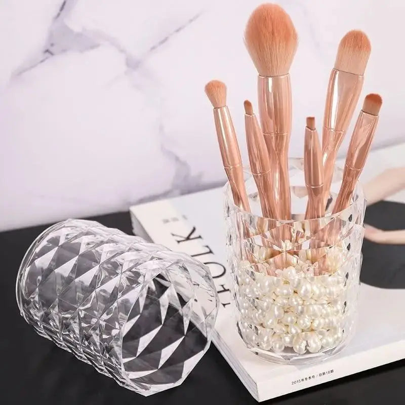Home Cosmetic Storage Dustproof Makeup Brush Storage Bucket Cosmetic Brush Holder Cup Transparent Pen Holder For Dressing Table Peaceful Pleasures Health and Wellness