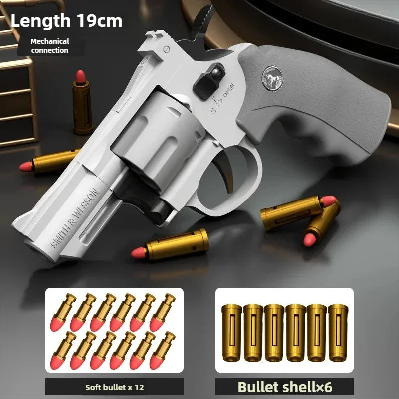 ZP5 357 Continuous Firing Revolver Soft Dart Launcher Pistol Toy Gun for CS Outdoor Battle Game Kids Adults Peaceful Pleasures Health and Wellness ZP5-Grey-19cm