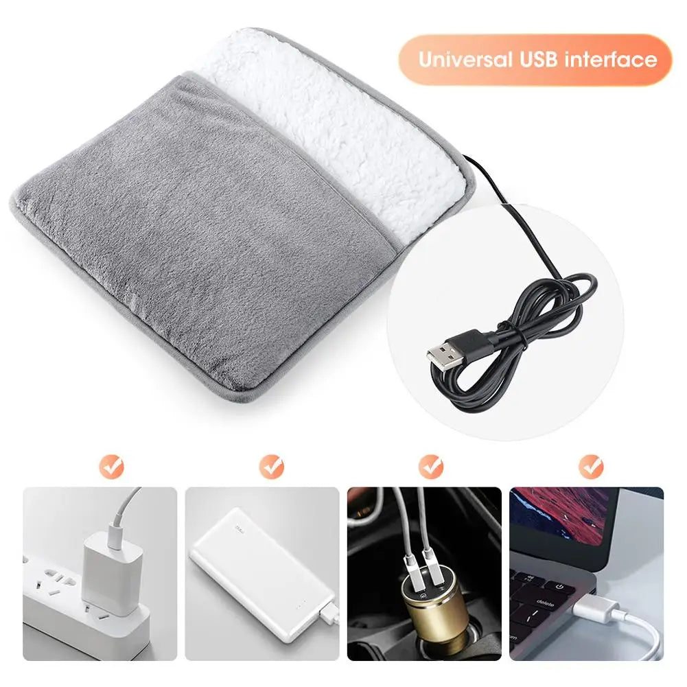 USB Electric Foot Warmer Heating Pad – Plush, Washable