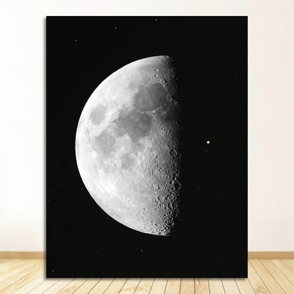 Abstract Moon Satellite Canvas Poster | Astronomy Wall Art Canvas Poster Print Peaceful Pleasures Health and Wellness 1504-02 20x30cm Unframed