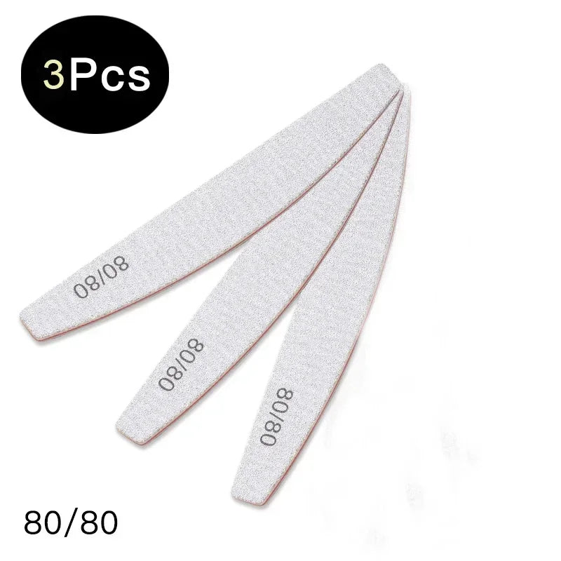 3/5/10Pcs Professional Nail File Sandpaper Strong Thick Nail Files Buffer For Manicure Sanding Half Moon Lime Nail Tools 100/180 Peaceful Pleasures Health and Wellness Q39125 3PCS