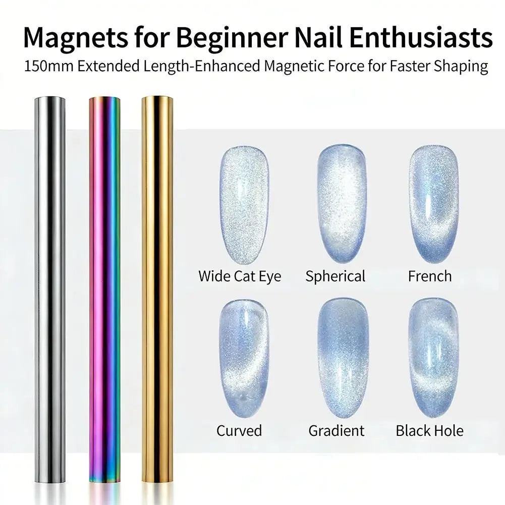 Double Ended Magnetic Nail Polish Stick Cat Eye Magnetic Cylindrical Stick With Iron Wire UV Gel Polish Nails Art Manicure Tool Peaceful Pleasures Health and Wellness
