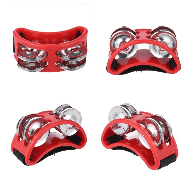 Drum Companion Jingle Accessory Percussion Instruments Accessory Hand Foot Davul Tambourine Drum Peaceful Pleasures Health and Wellness red