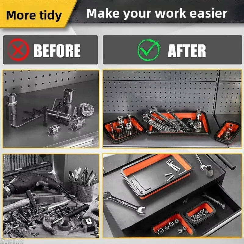 3-Piece Collapsible Magnetic Parts Tray Set | Silicone Repair Bowl
