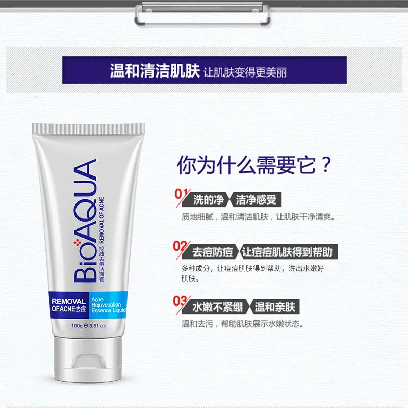BIOAQUA Anti-Acne Foaming Facial Cleanser – Blackhead Remover