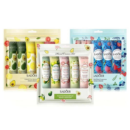 SADOER 5-Piece Fruit & Plant Hand Cream Set | Moisturizing Hand Cream Set Peaceful Pleasures Health and Wellness