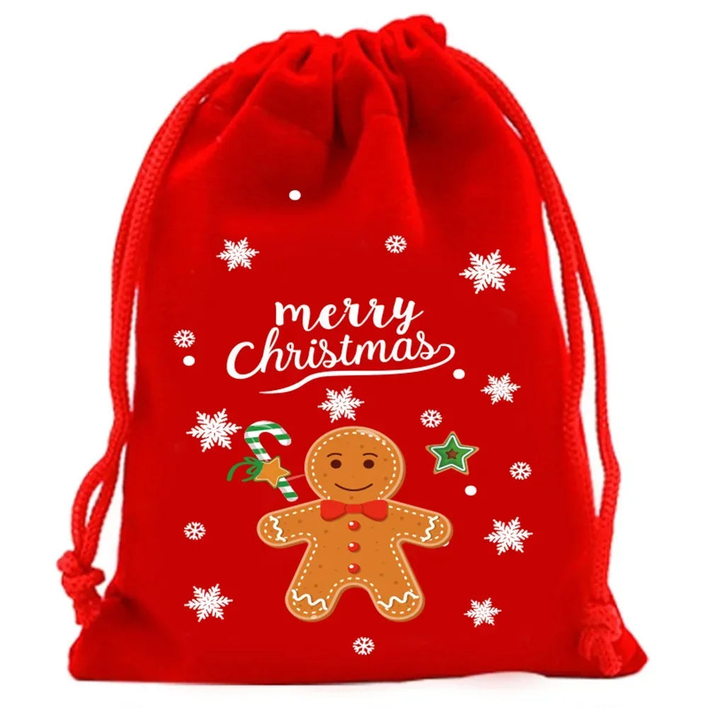 Christmas Velvet Drawstring Gift Bags | Candy & Jewelry Pouches