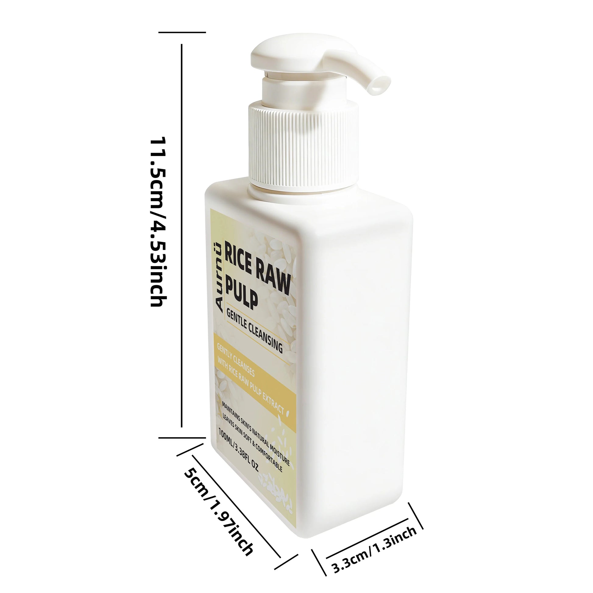 Aurnü Rice Raw Pulp Gentle Cleansing, Gently Cleanses, Smoothes Skin, Leaves It Non-Dry & Comfortable, For All Skin Types Peaceful Pleasures Health and Wellness 100ml