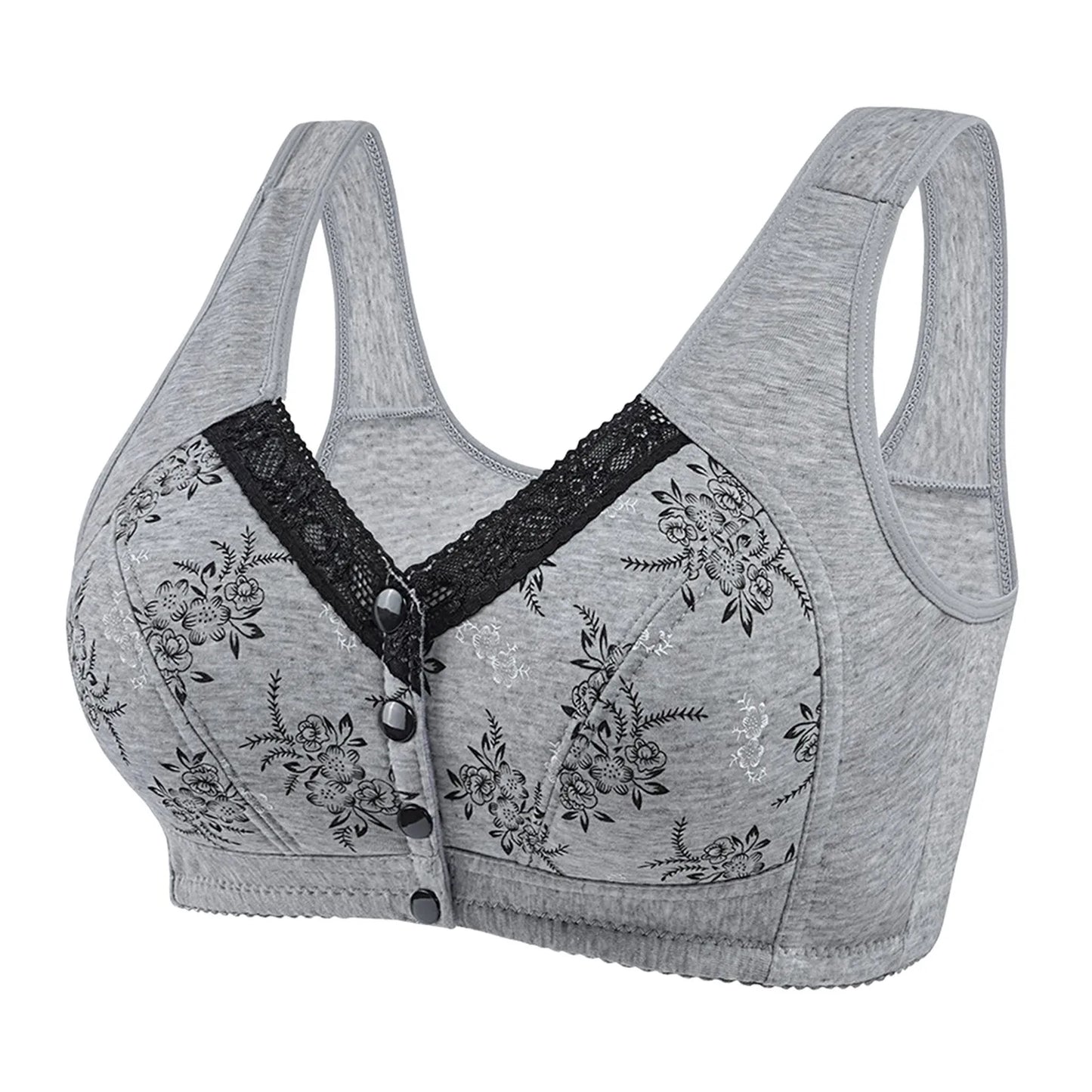 Women's Wireless Front Buckle Bralette – Lace Cotton Comfort Bra