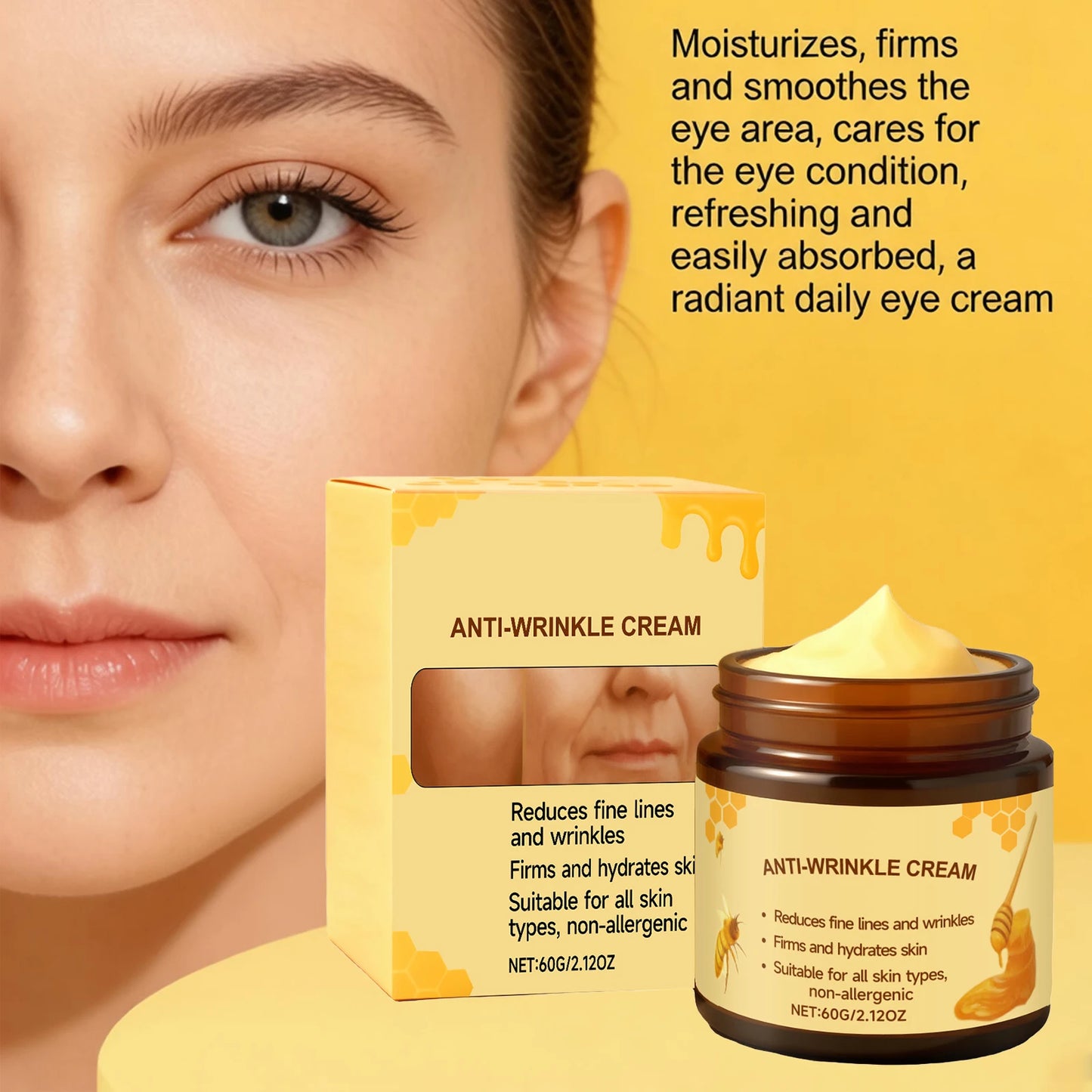 Bee Venom Anti-Wrinkle Eye Cream Fade Fine Line Firming Lifting Reduce Dark Circles Improve Eye Skin Elasticity Eye Repair Cream Peaceful Pleasures Health and Wellness