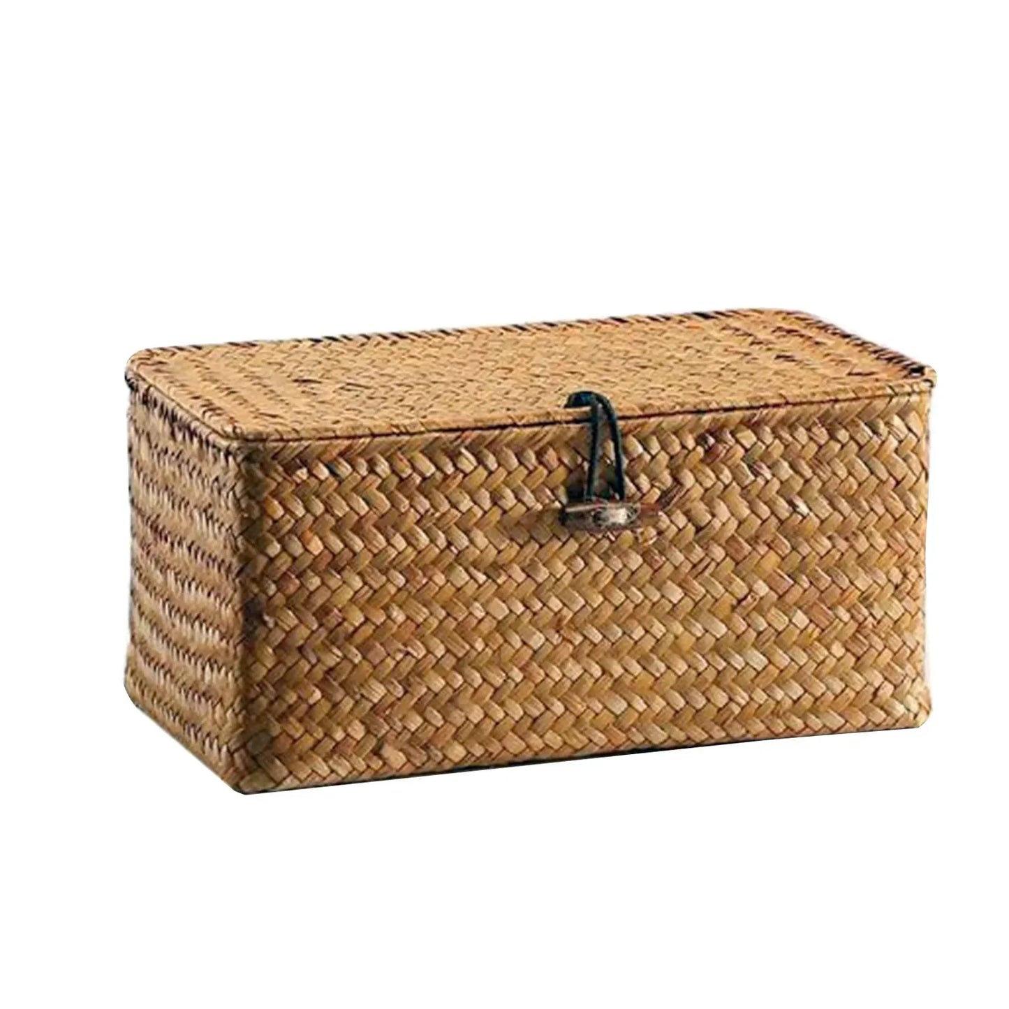 Handcrafted Woven Seagrass Storage Basket with Lid