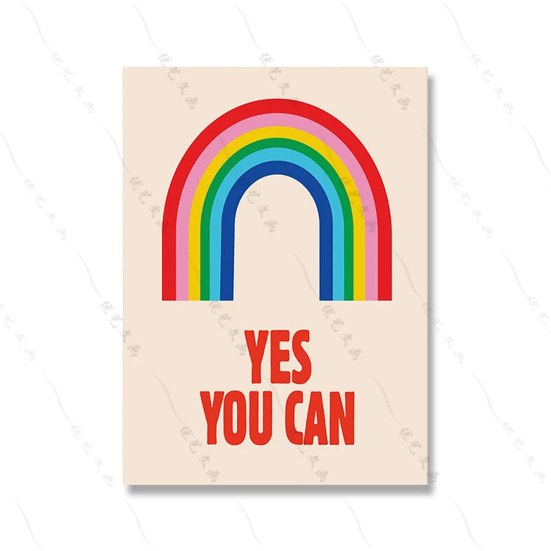 Feminist Rainbow Motivational Canvas Wall Art Print | Girl Power