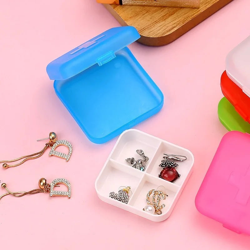 4Grids Cross Print Pill Box Portable Mini Plastic Pill Storage Pure Color Pocket Medicine Box Outdoor Home Pill Case Peaceful Pleasures Health and Wellness