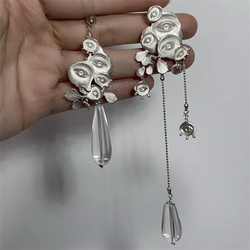 New Crystal Earrings Texture Alloy Abstract Face Earrings Punk Retro Style for Men Women Fashion Jewelry Party Gifts Fashionable Peaceful Pleasures Health and Wellness A