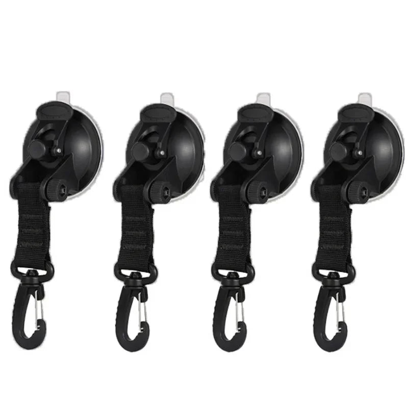 Car Tent Suction Cup Hooks | Camping Awning Buckle Clips 4-Pack