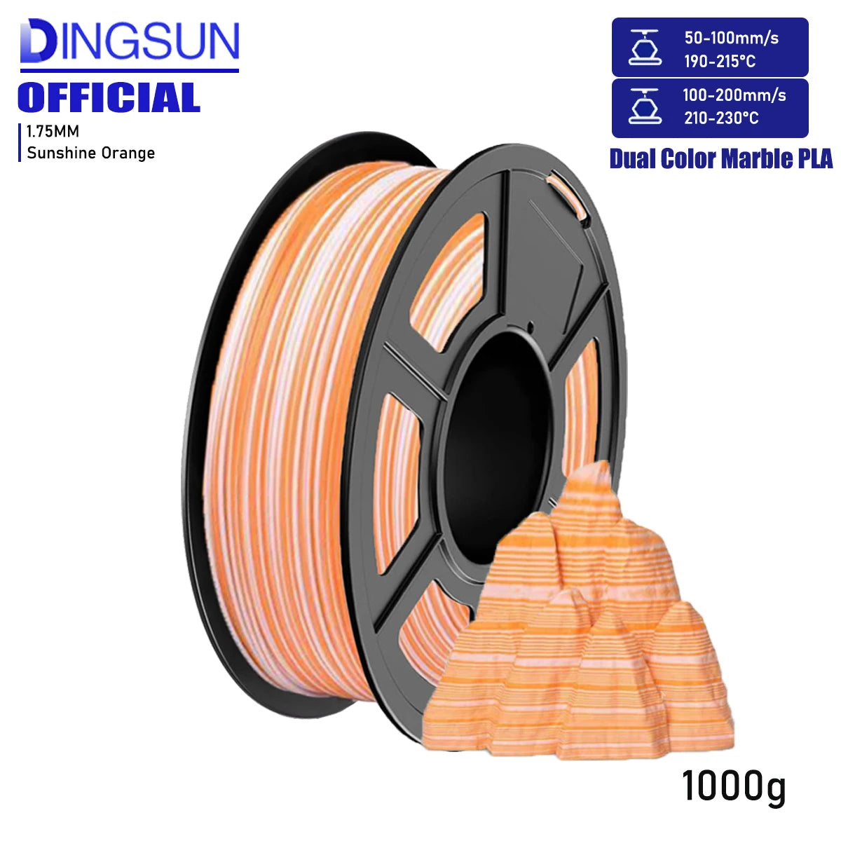DINGSUN Matte Rainbow PLA Filament 1.75mm | 250g 500g 1KG Spool