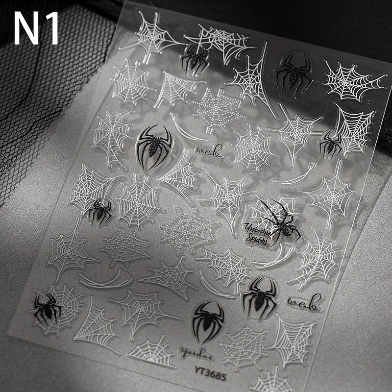 1 Sheet 3d Spider Self Adhesive Nail Art Stickers Spider Web Nail Art Decals For Manicure Decorations Peaceful Pleasures Health and Wellness N1