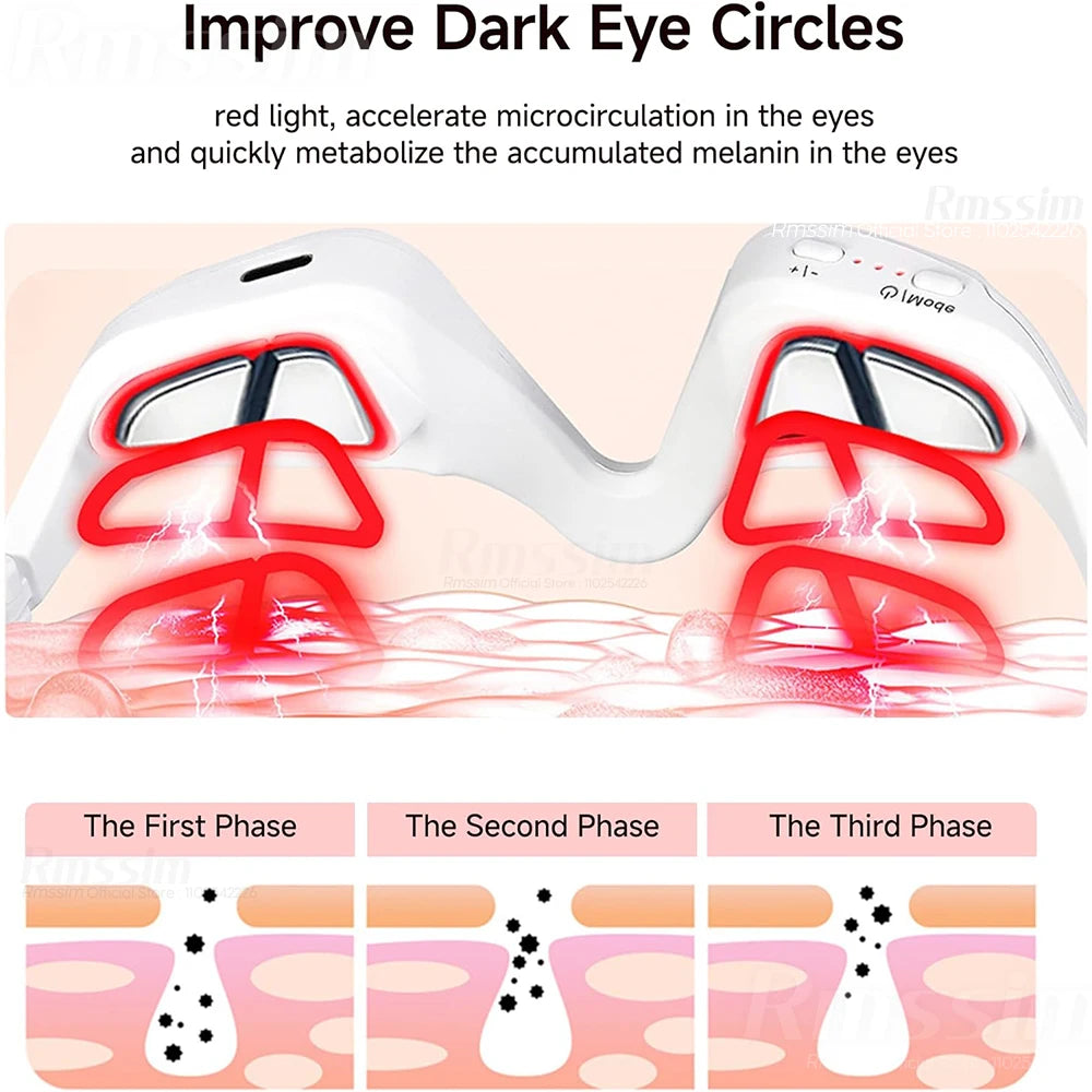 Eye Massager 3D Red Light EMS Eyes Relax Massager Fatigue Relief Lighten Dark Circles Smooth Eye Fine Line Beauty Eye CareDevice Peaceful Pleasures Health and Wellness