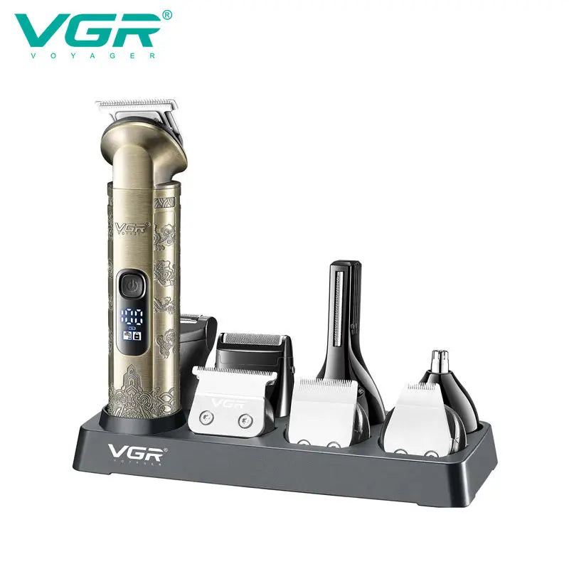 VGR 110 6-in-1 multifunctional hair clipper, metal retro body hair trimmer, home carving pusher, nose hair trimmer, shaving hair Peaceful Pleasures Health and Wellness