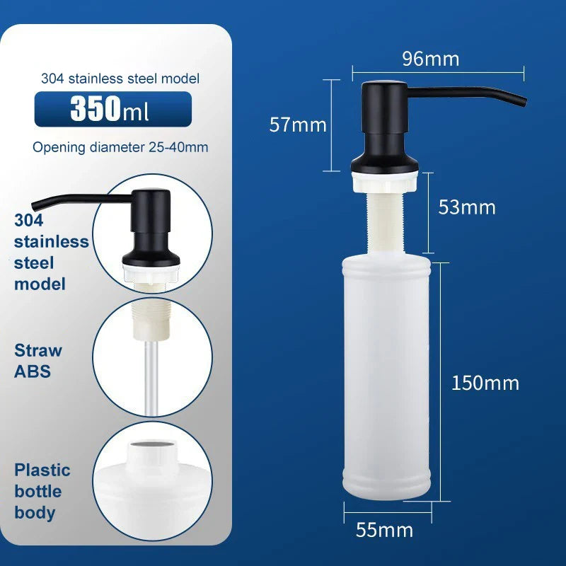 2-Pack Stainless Steel Soap Dispenser Pump for Kitchen Sink
