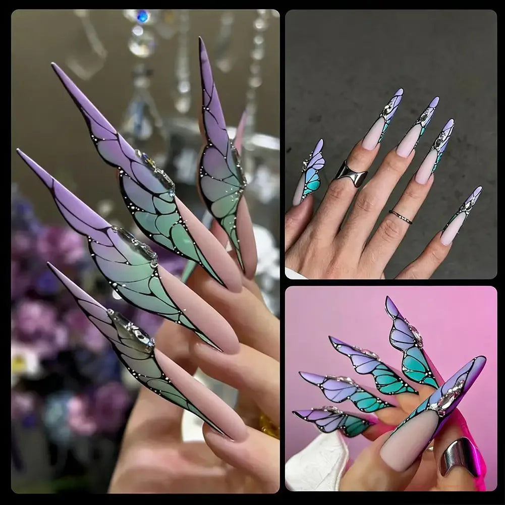 Extra Long Butterfly Nail Dual Forms 150pcs Extended Length Reusable Gel Extension Molds Guildelines Polygel Tips For Nail Art Peaceful Pleasures Health and Wellness
