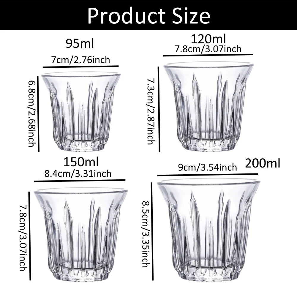 2 Pcs Wide Mouth Striped Espresso Cups, 95ml/120ml/150ml/200ml Insulated Shot Glasses, Coffee Cup Peaceful Pleasures Health and Wellness