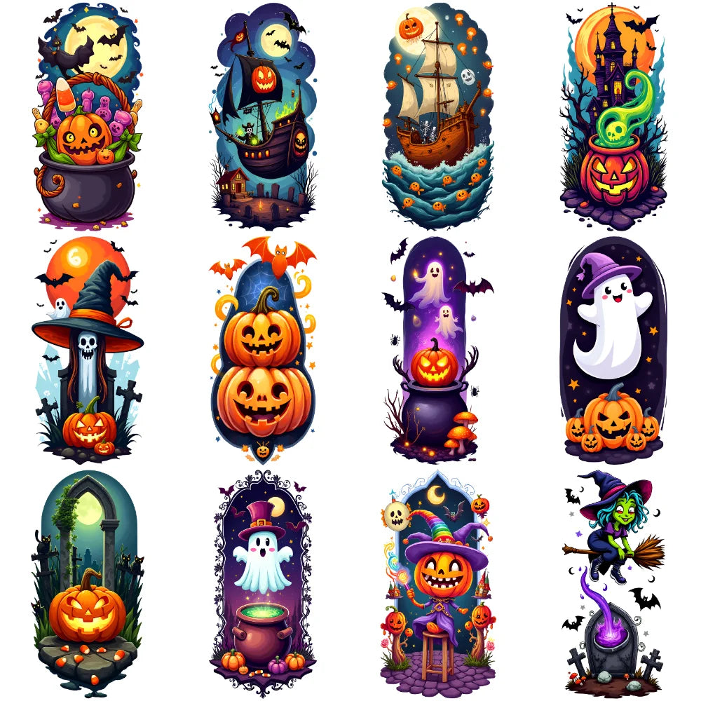 12-Piece Halloween Spooky Temporary Tattoo Stickers for Adults