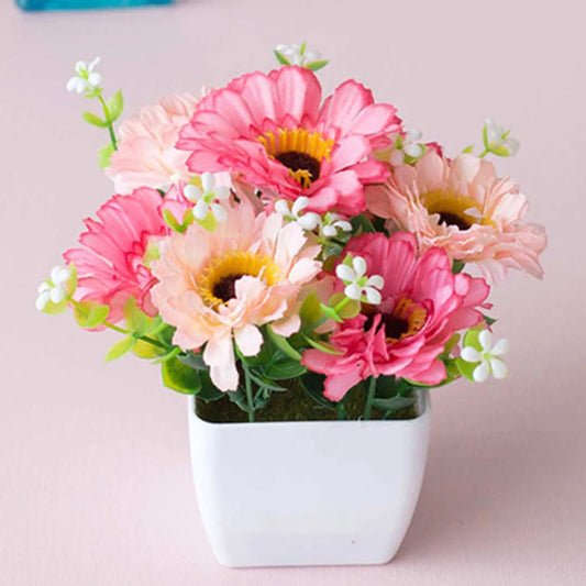 Pot Artificial Potted Plant Garden Decoration Home Decor Room Fake Peaceful Pleasures Health and Wellness Pink