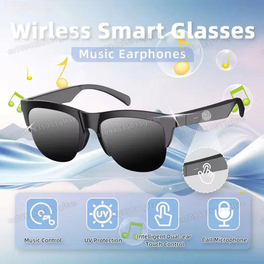 New Smart Bluetooth V5.3 Sunglasses Glasses Call Outdoor Sports Headphones HIFI Black Technology Anti-touch UV For Men And Women Peaceful Pleasures Health and Wellness