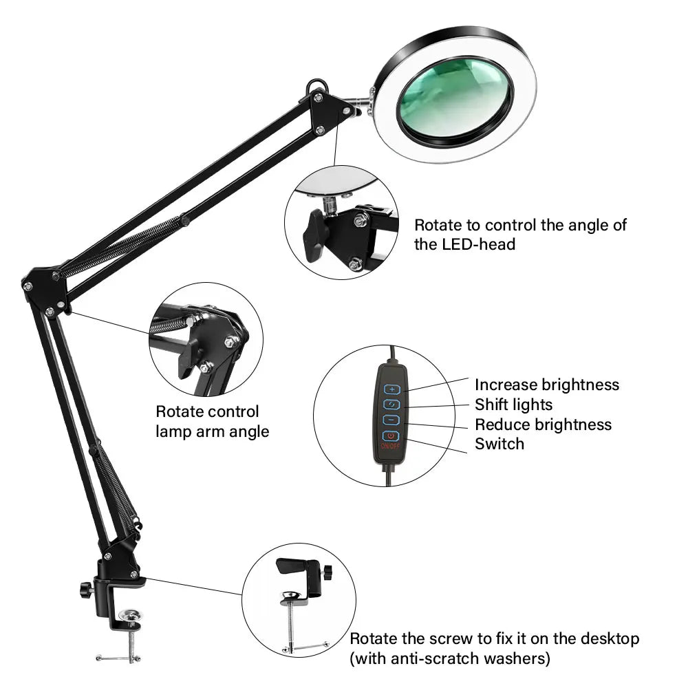 72LED 8X/10X NEW Illuminated Magnifier USB 3 Colors LED Magnifying Glass for Soldering Iron Repair/Table Lamp/Skincare Beauty Peaceful Pleasures Health and Wellness
