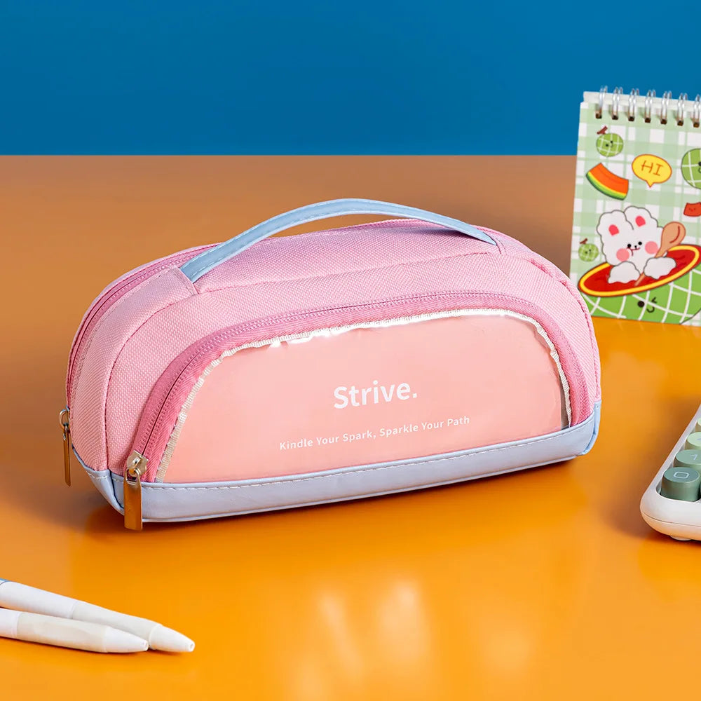 Large Capacity Boys' Contrasting Pencil Case Simple Vertical Portable