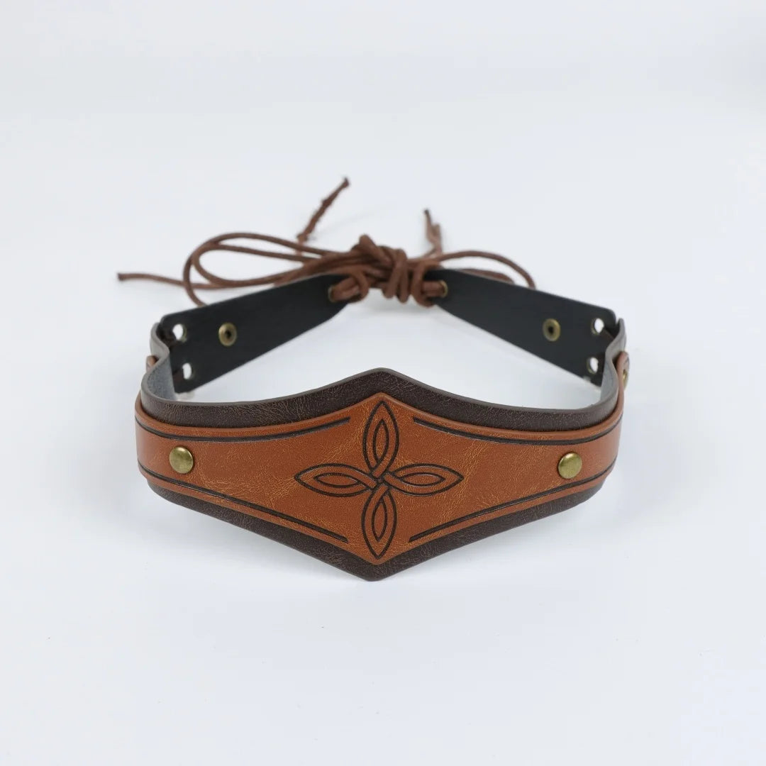 Medieval Celtic Embossed Leather Headband Viking Rivet Hair Band