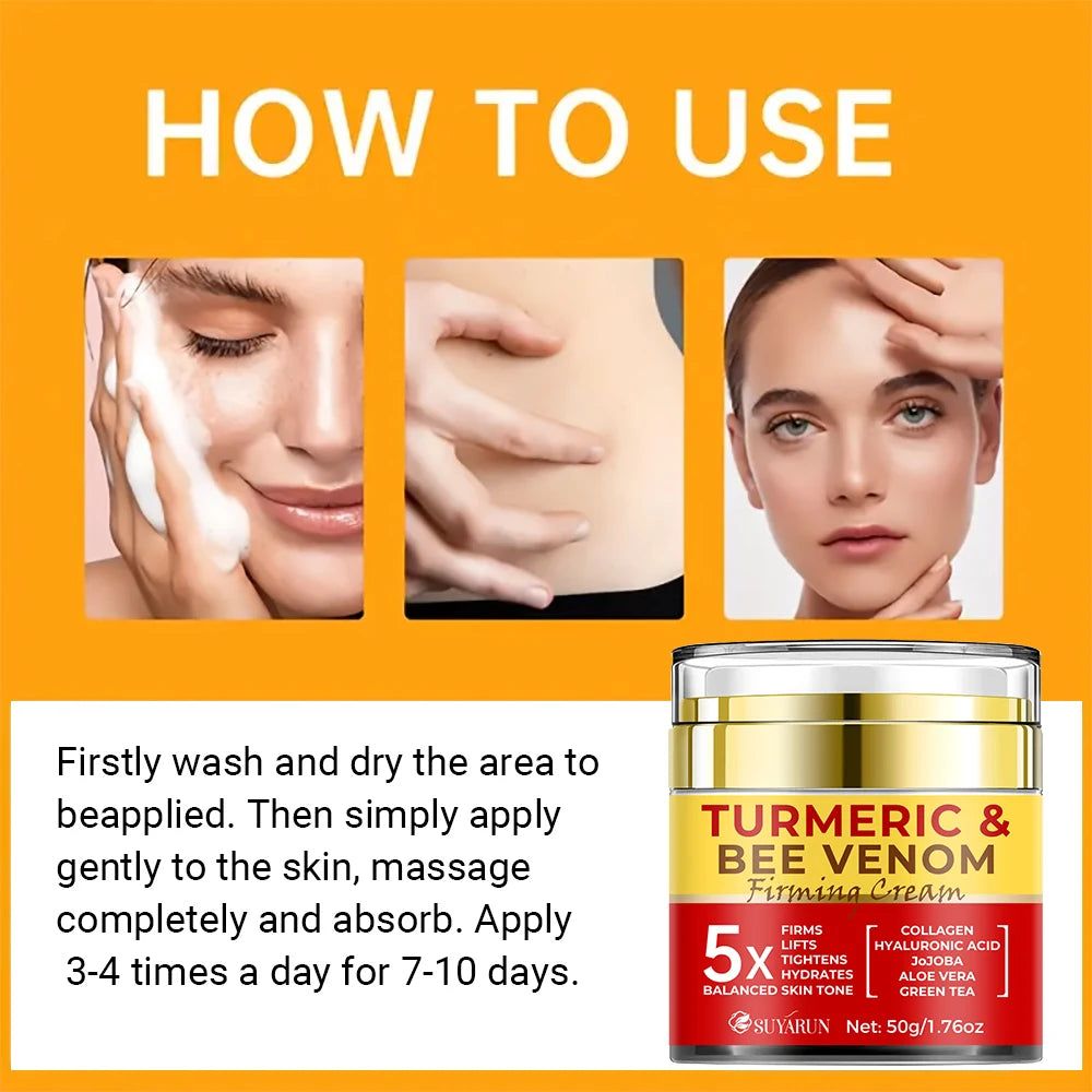 SUYARUN Turmeric & Bee Venom Firming Face Cream - Anti-Aging, Tightening, Moisturizing Skin Care. Day & Night Use Peaceful Pleasures Health and Wellness