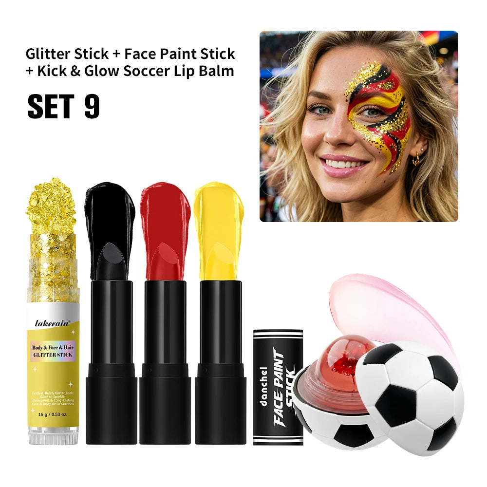 Face Paint Stick Set High Pigment Multiple National Flag Color Body Paint Safe Non-Toxic Paint Stick for Halloween Cosplay Sport Peaceful Pleasures Health and Wellness DE