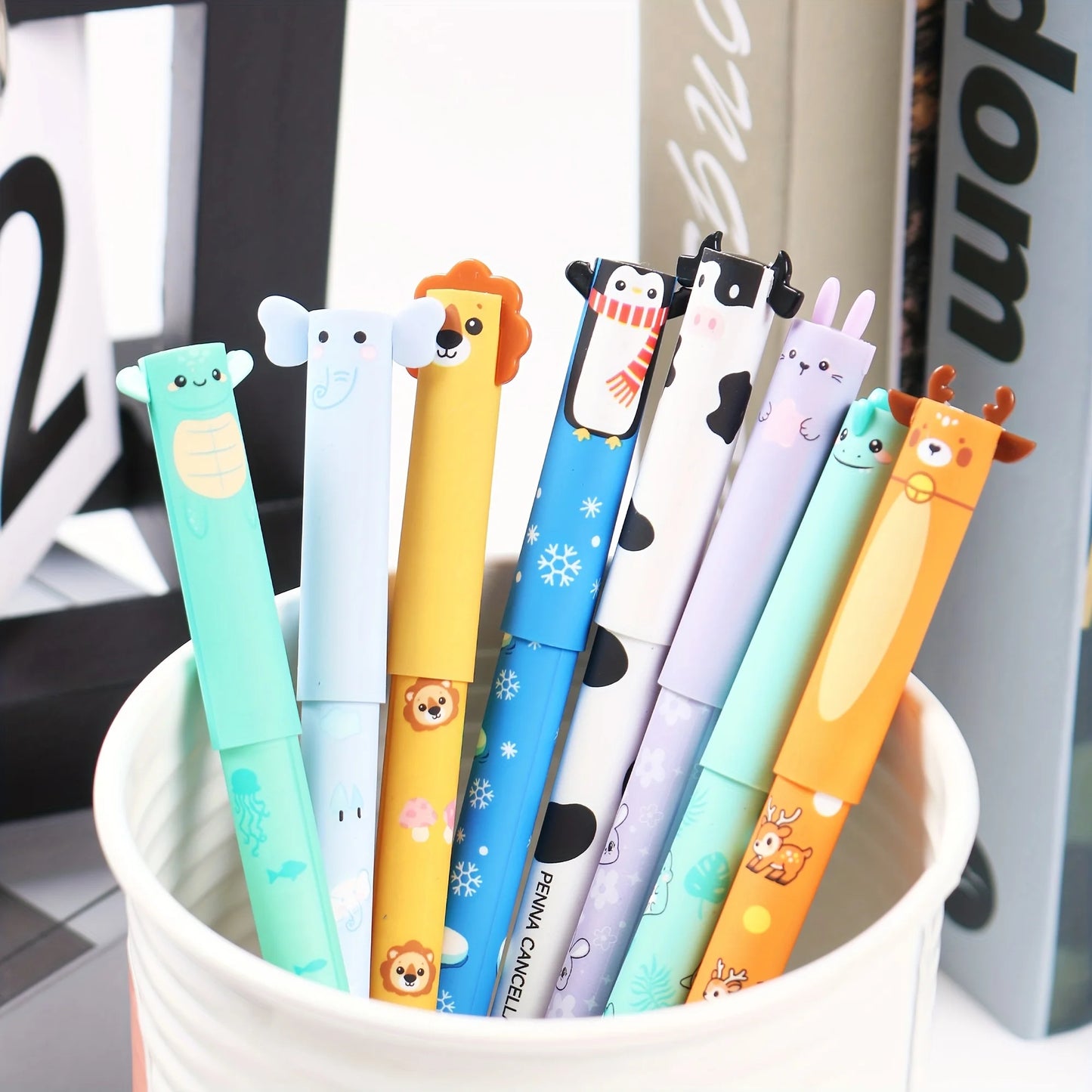 8-Pack Animal-Shaped Erasable Gel Pens | Journaling Gift Set