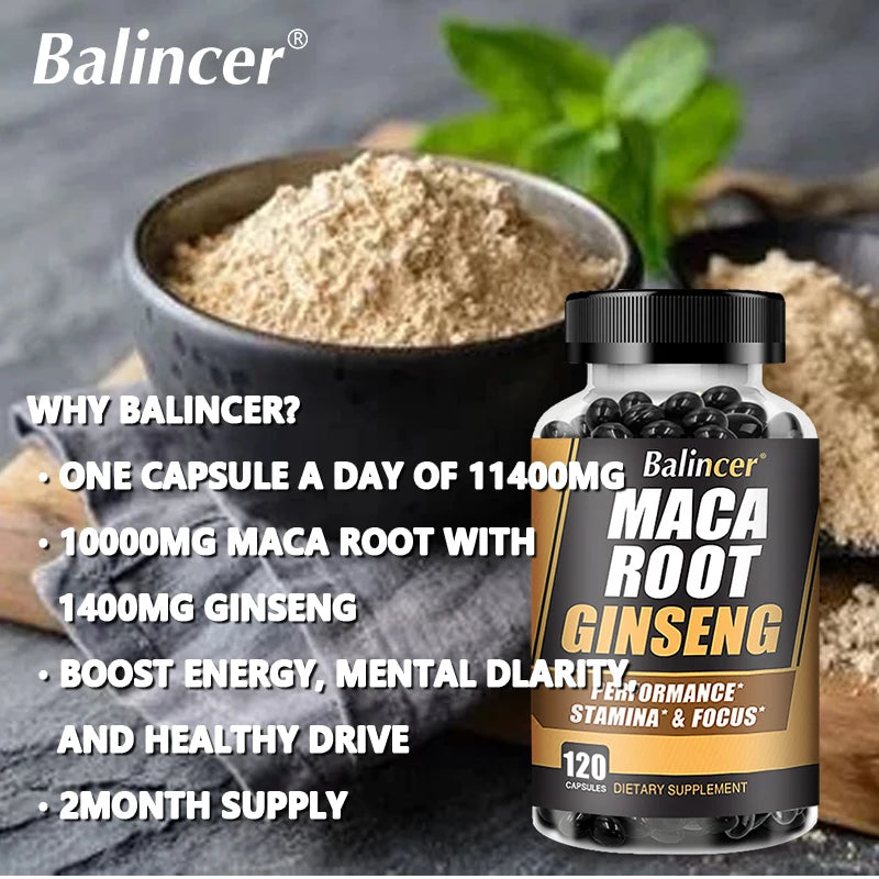 Natural Maca & Ginseng Capsules – Energy, Stamina & Mood Boost
