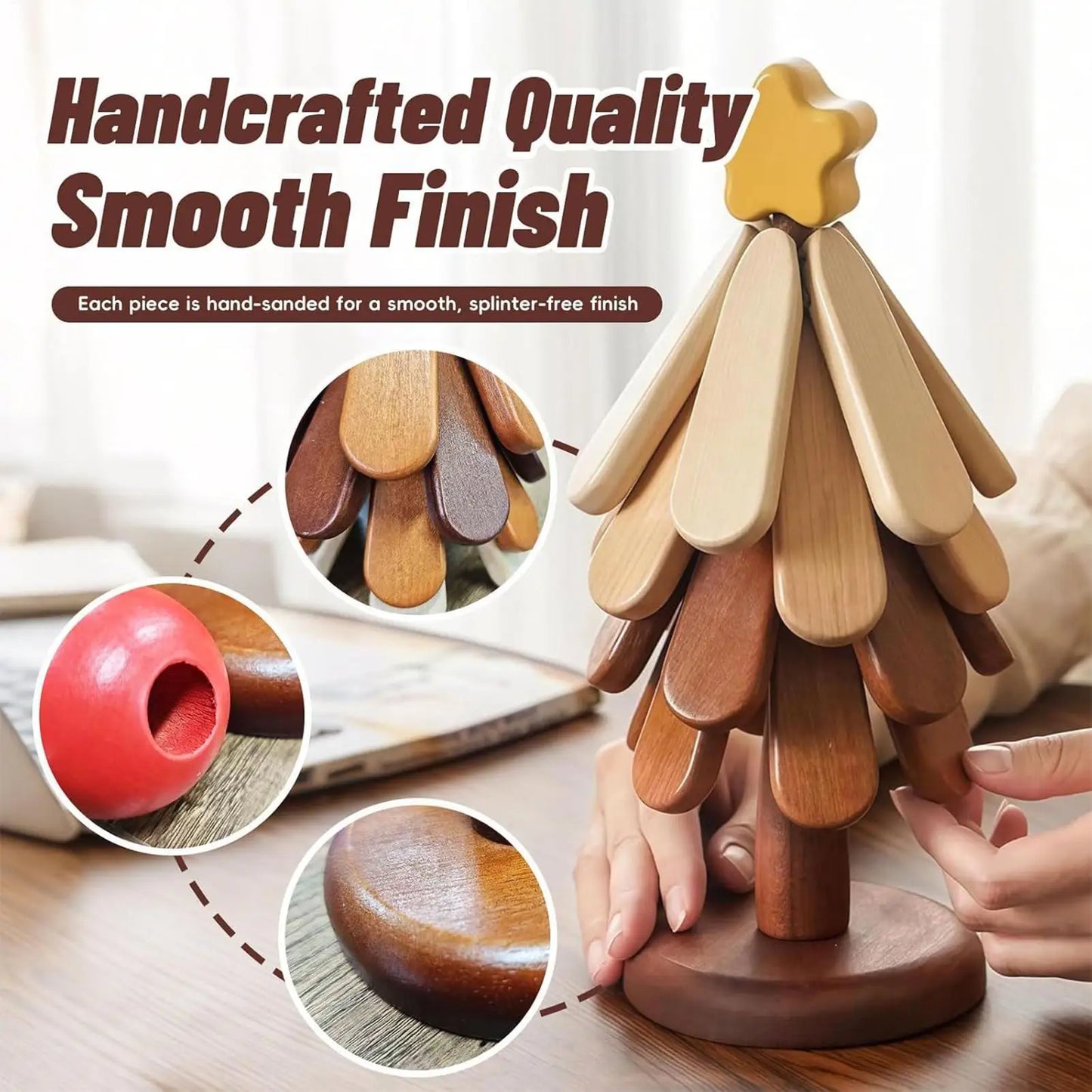Wooden Tree Trivet Set | 4-Piece Foldable Non-Slip Hot Pot Holders Wooden Trivet Set Peaceful Pleasures Health and Wellness