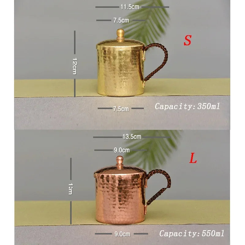 Premium Quality Moscow Mule Mug Hammered Cups Heavy Red Copper Rose Gold 100% Handcrafted Pure Solid Brass Mugs Peaceful Pleasures Health and Wellness