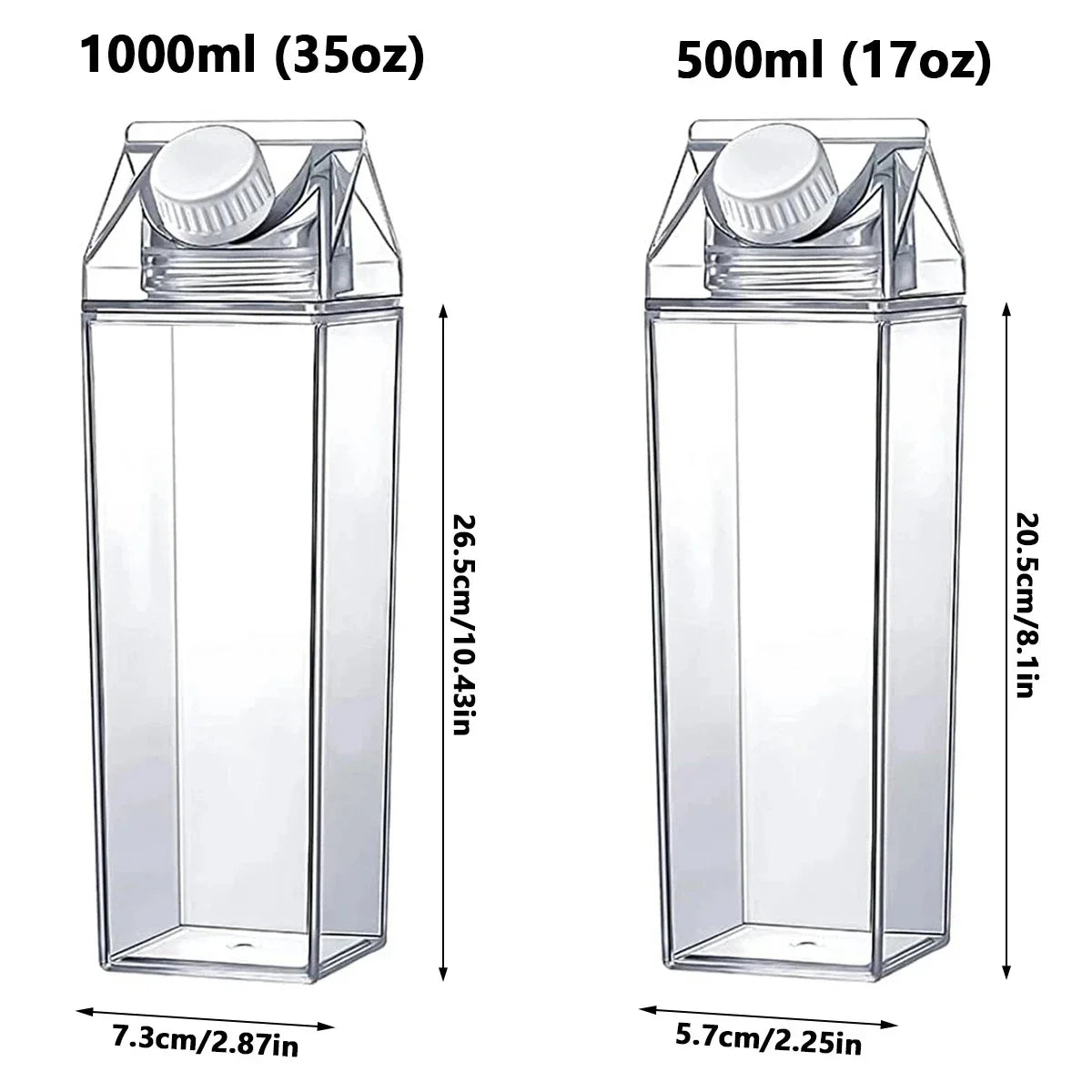 500ml/1000ml Milk Carton Water Bottle Transparent Plastic Portable Clear Box for Juice Tea Milk Bottles Drinking Cup Reusable Peaceful Pleasures Health and Wellness