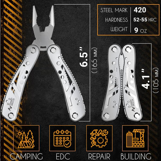 Multitool 24 in 1 Pocket Outdoor Plier Army Knife Heavy Duty Stainless Steel Multi-purpose Tool for Hunting Hiking Camping Peaceful Pleasures Health and Wellness