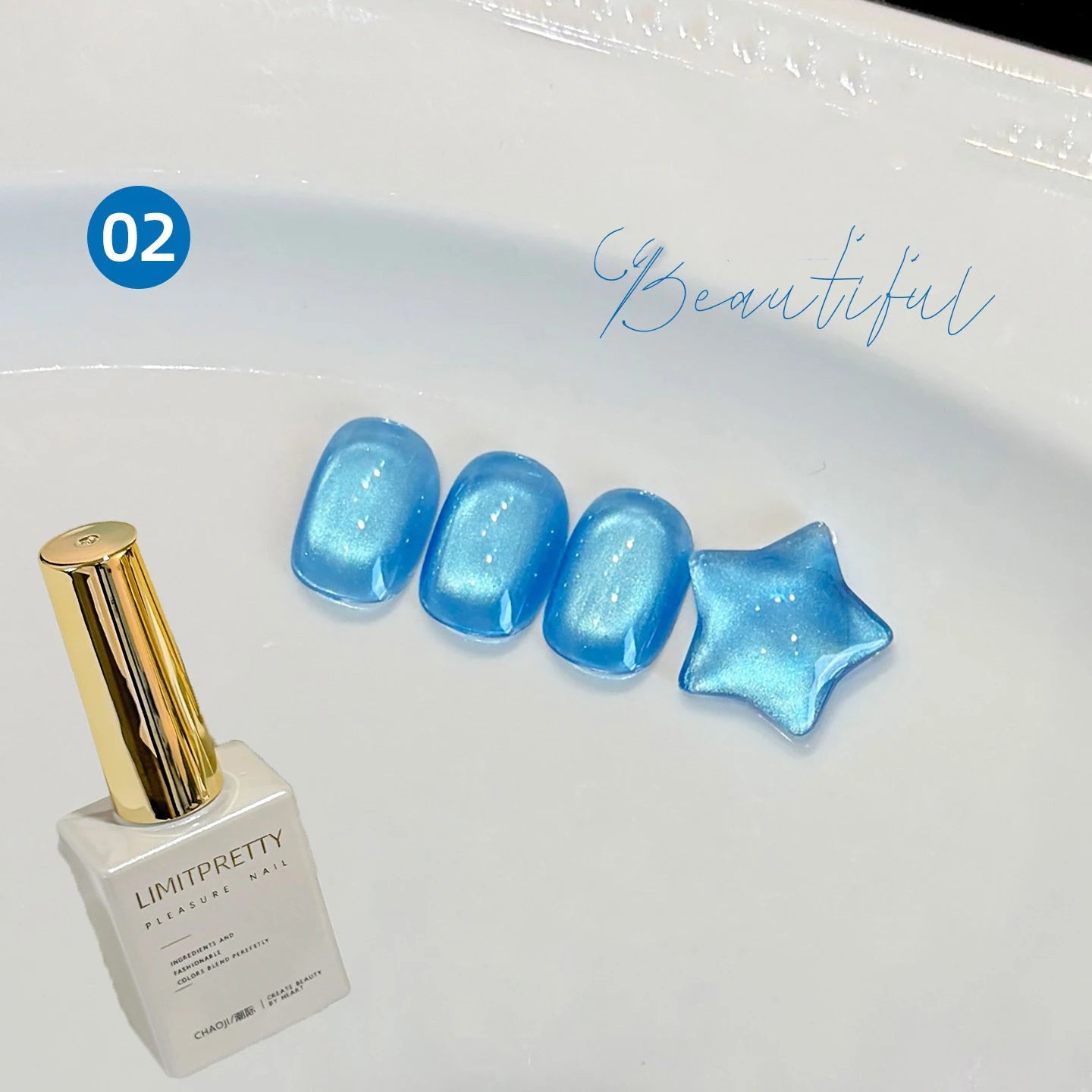 Ocean Blue Cat Eye Gel Polish | Glass Bead Magnetic UV LED