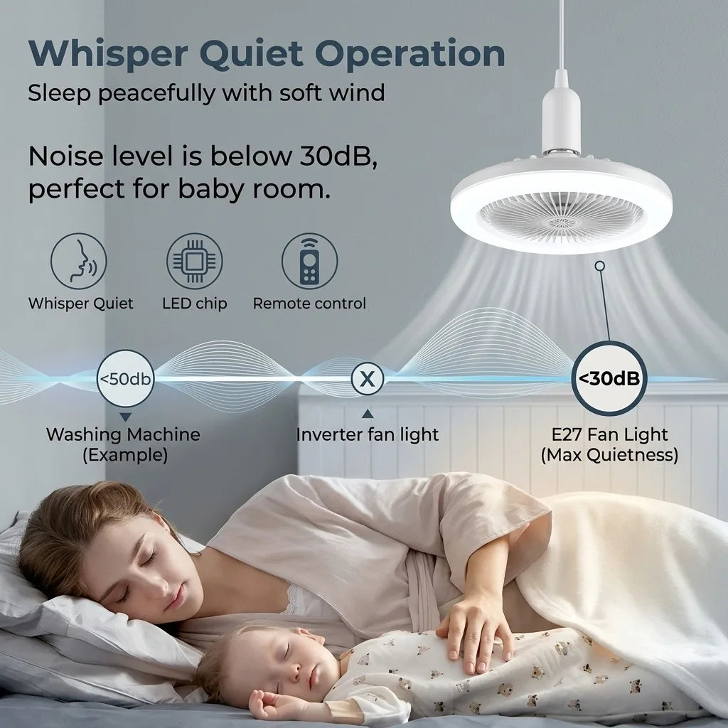 Modern Indoor 30W Ceiling Fan Lamp 360°Rotating with Remote Control E27 Living Room Bedroom Lighting LED Decorative Lights 2in1 Peaceful Pleasures Health and Wellness