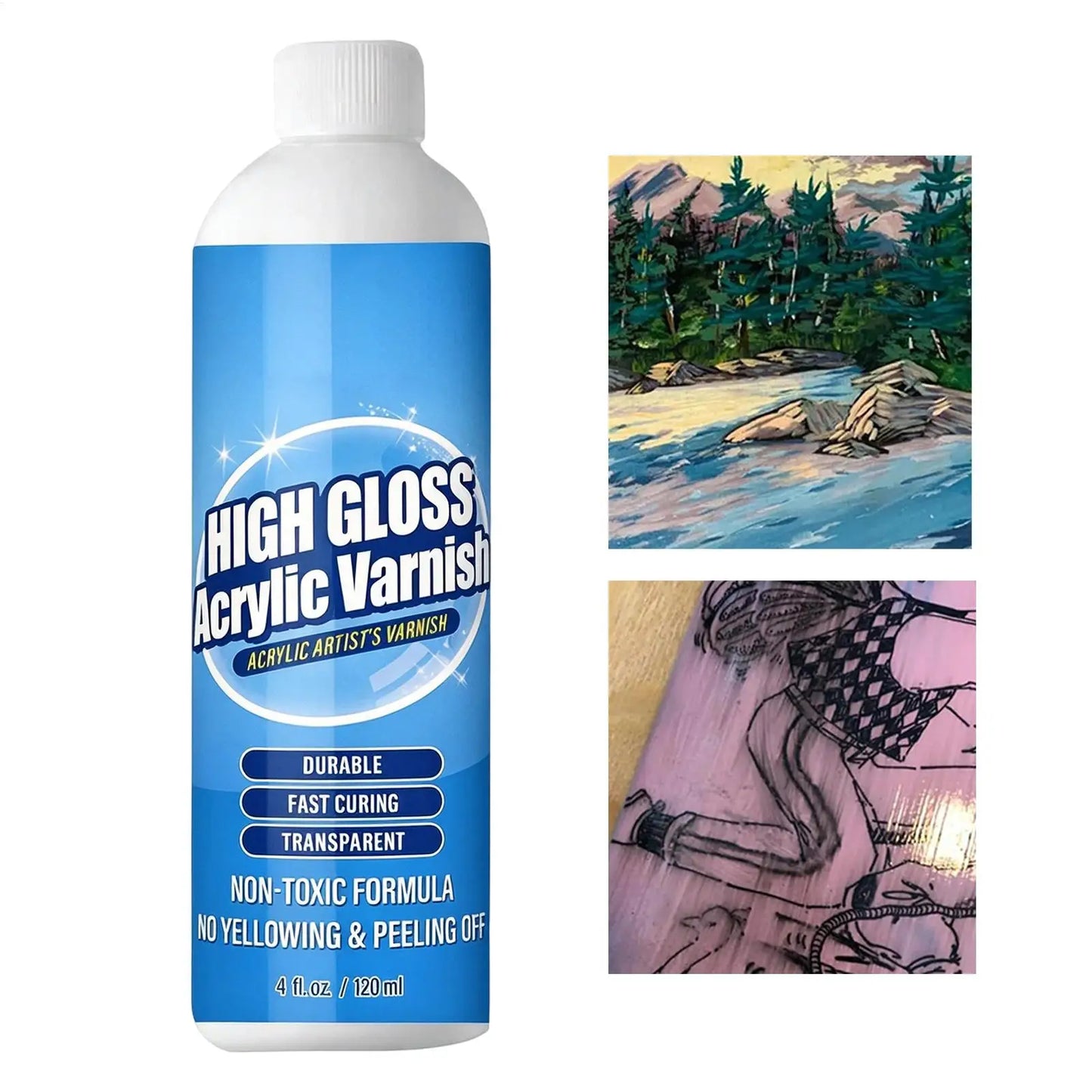 High Gloss Acrylic Varnish 120ml | UV Resistant, Fast Drying