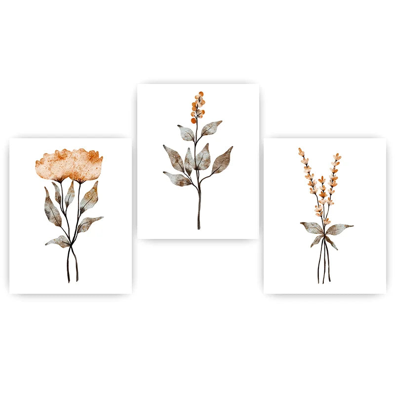 Boho Plant Wildflower Wall Art, Nordic Botanical Canvas Painting | Minimalist Poster for Living Room Bedroom Decor Peaceful Pleasures Health and Wellness 01 20x25cm No Frame China Mainland