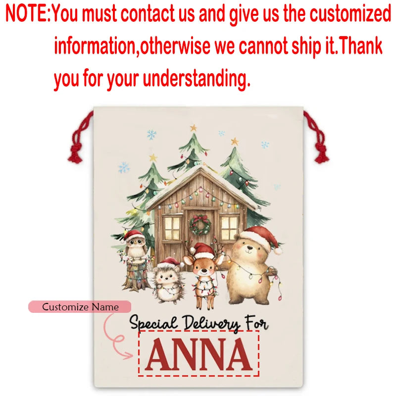Personalized Large Christmas Santa Sack Gift Bag for Kids Personalized Gift Bag Peaceful Pleasures Health and Wellness custom name 48x60cm